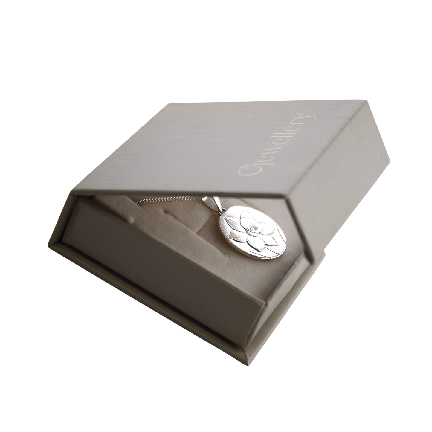 Daffodil Engraved Sterling Silver Coin Necklace
