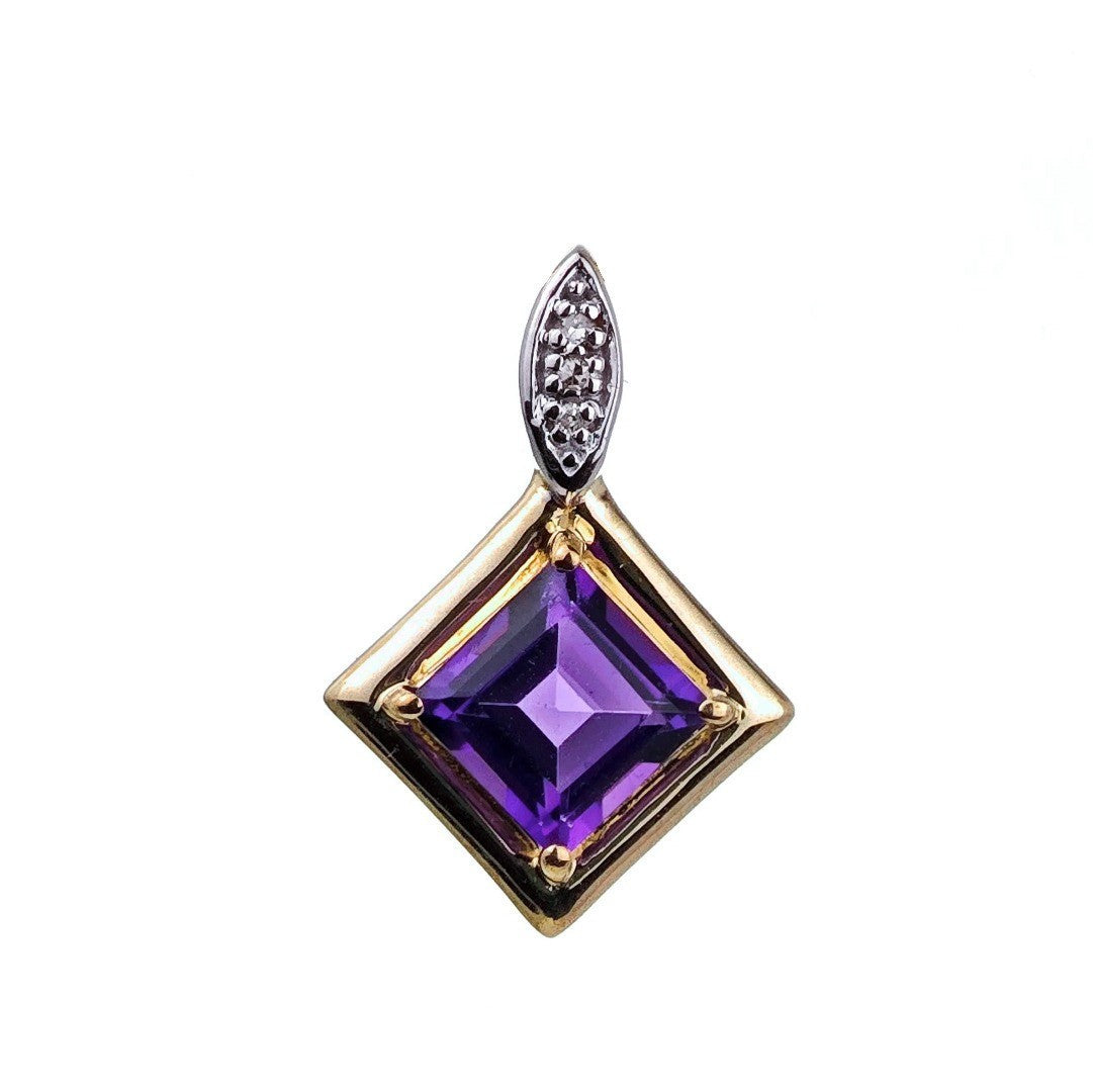 Amethyst Square Necklace in 9ct Gold