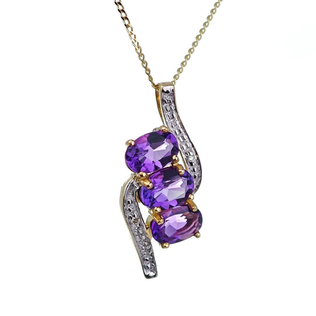 Amethyst Oval Necklace in 9ct Gold