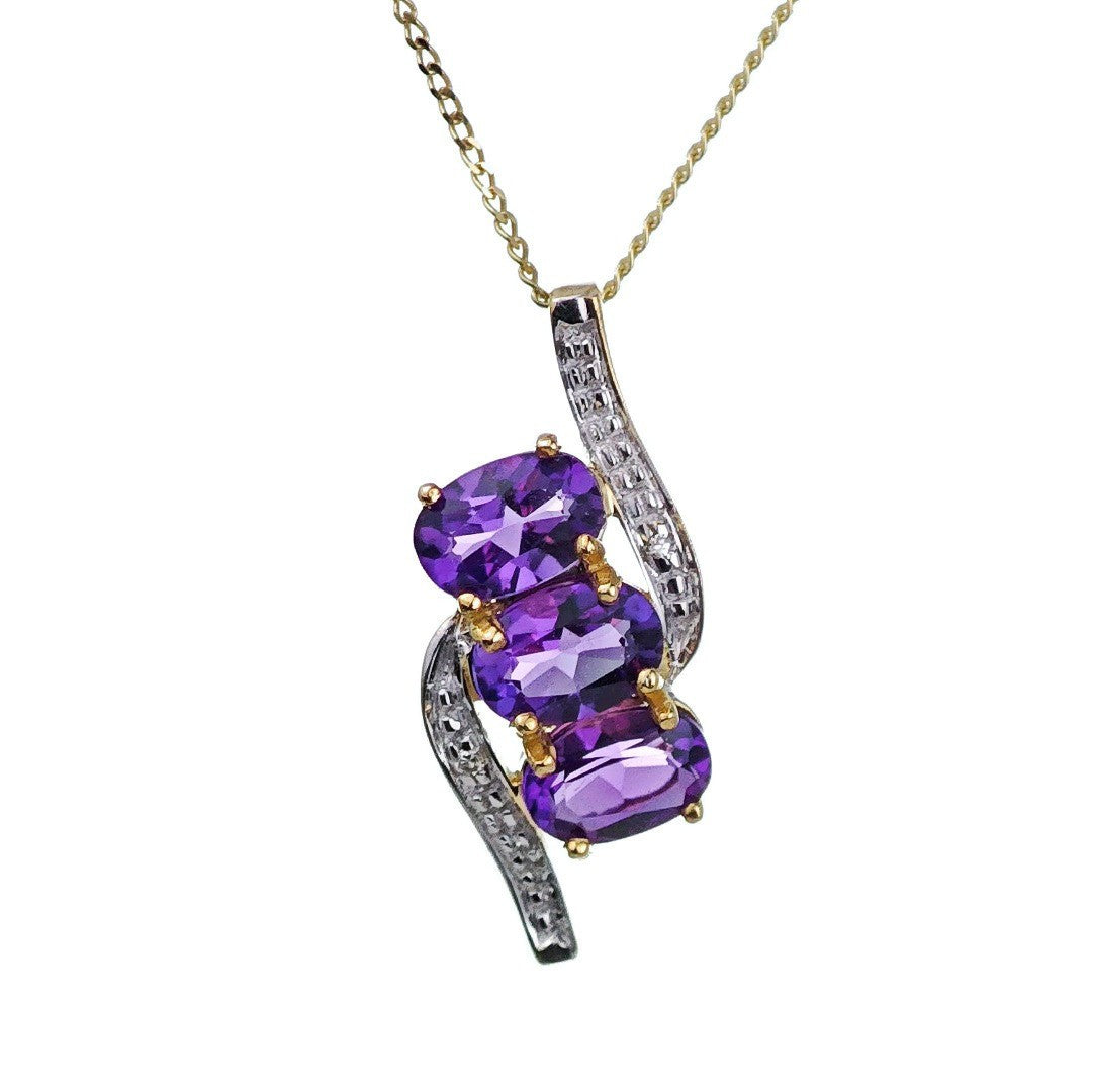 Amethyst Oval Necklace in 9ct Gold