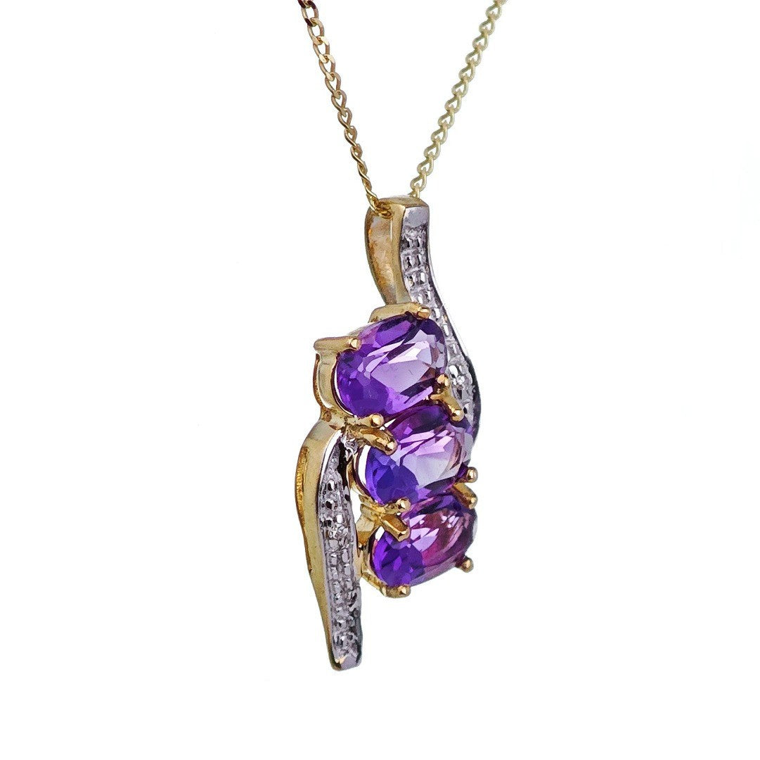 Amethyst Oval Necklace in 9ct Gold