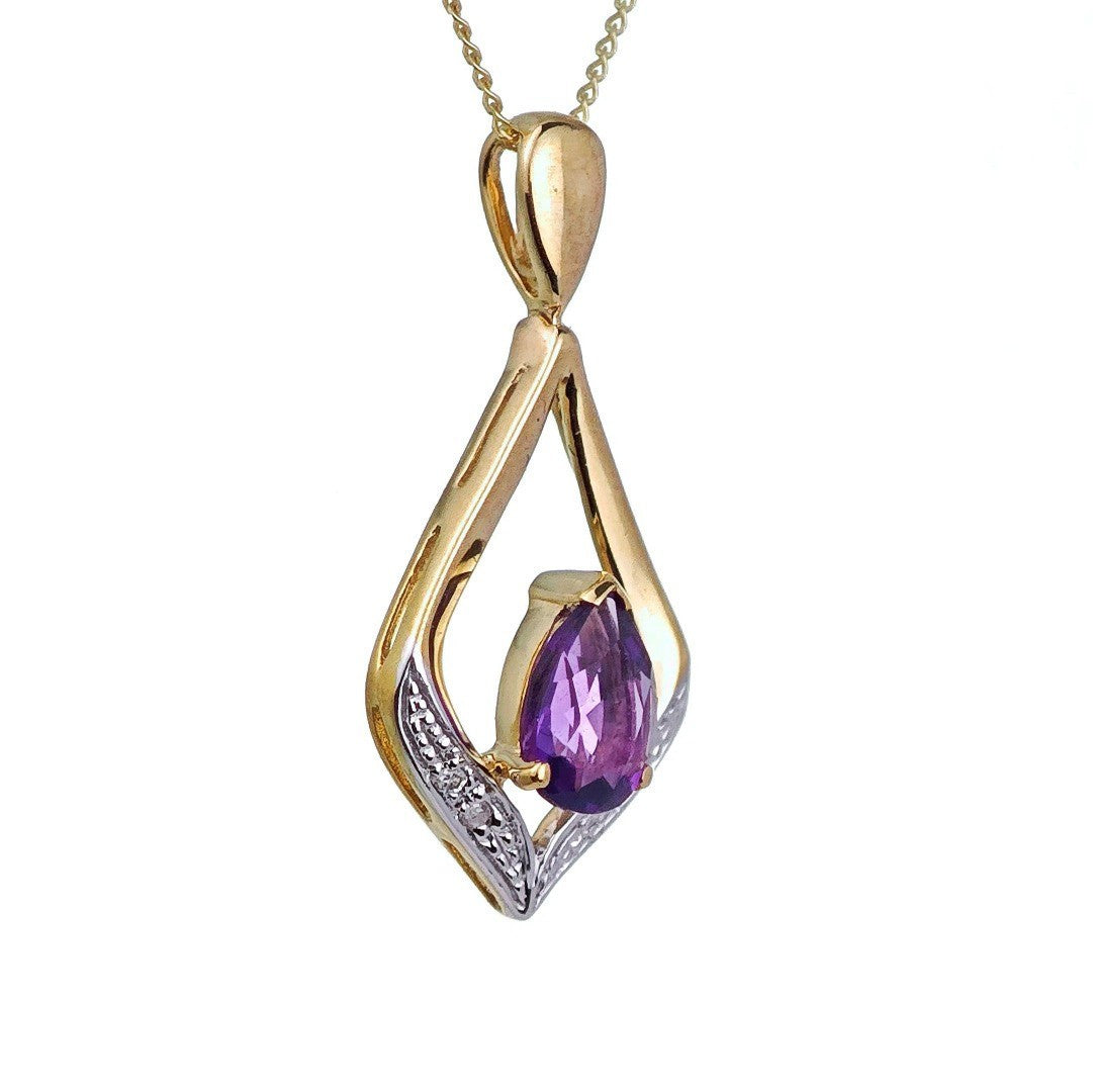 Amethyst Pear Necklace in 9ct Gold