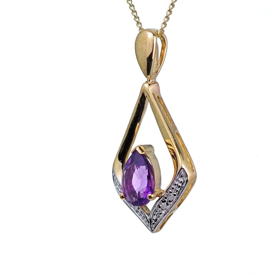 Amethyst Pear Necklace in 9ct Gold