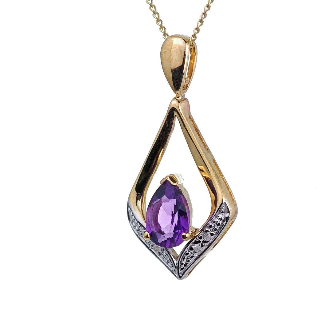 Amethyst Pear Necklace in 9ct Gold