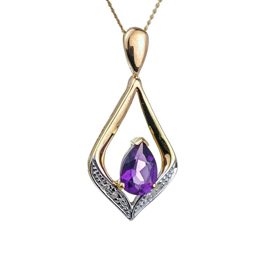 Amethyst Pear Necklace in 9ct Gold