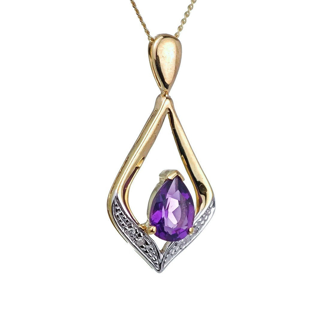 Amethyst Pear Necklace in 9ct Gold