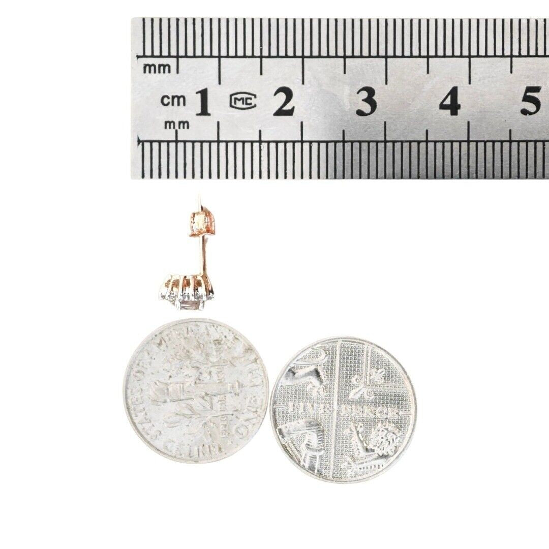 9ct Morganite Diamond  Earrings Studs Rose Gold Pink  0.3 ct  Natural Gemstonee