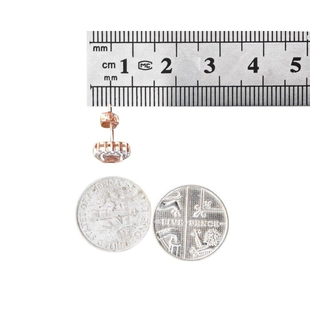 9ct Morganite Diamond  Earrings Studs Rose Gold Pink  0.82 ct  Natural Gemstone