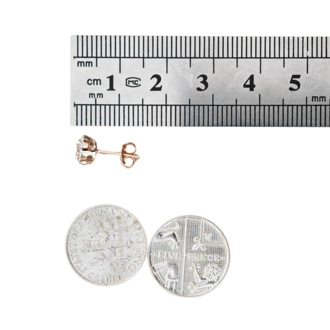 9ct Morganite Diamond  Earrings Studs Rose Gold Pink  0.29 ct  Natural Gemstone