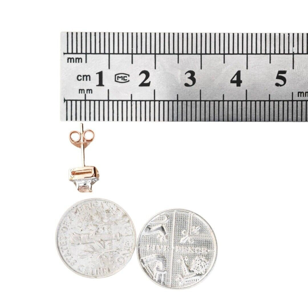 9ct Morganite Diamond  Earrings Studs Rose Gold Pink  0.29 ct  Natural Gemstone