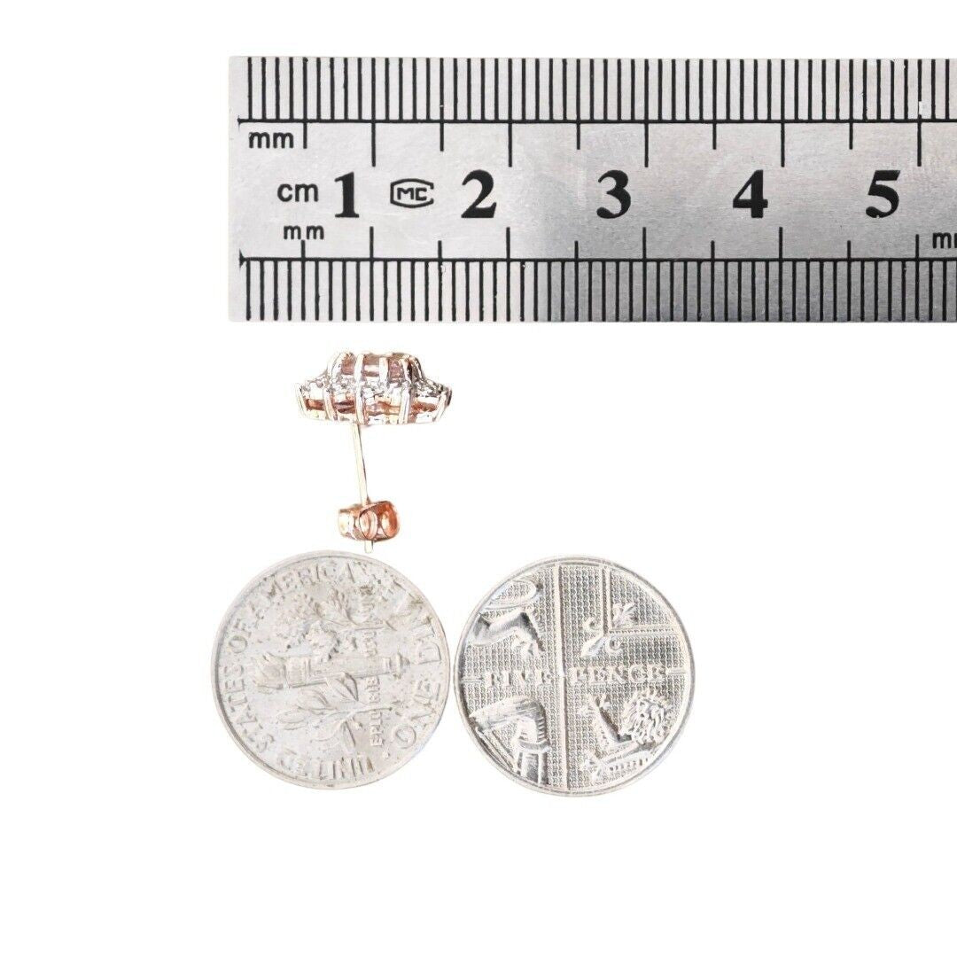 9ct Morganite Diamond  Earrings Studs Rose Gold Pink  0.45 ct  Natural Gemstone