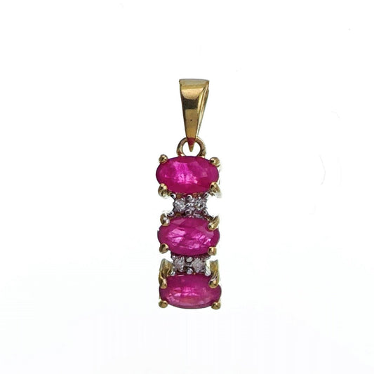 9ct Ruby Necklace Yellow Gold 0.78ct Red Oval Natural Gemstone