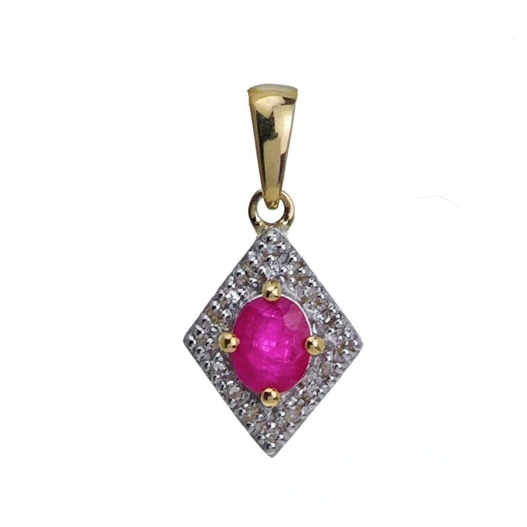 9ct Ruby Necklace Yellow Gold 0.43ct Red Oval Natural Gemstone