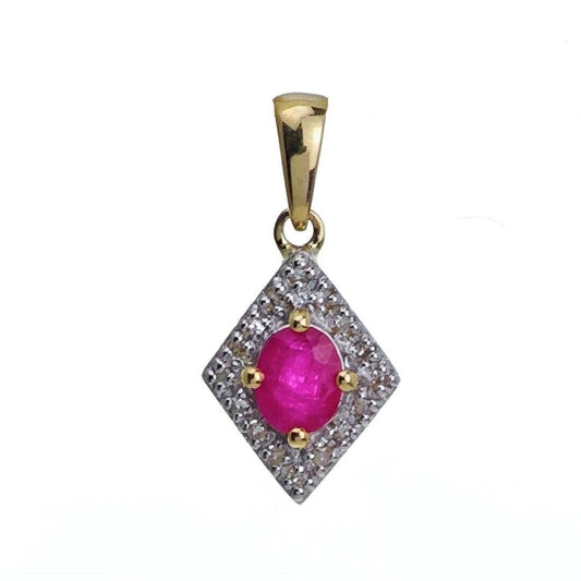 9ct Ruby Necklace Yellow Gold 0.43ct Red Oval Natural Gemstone
