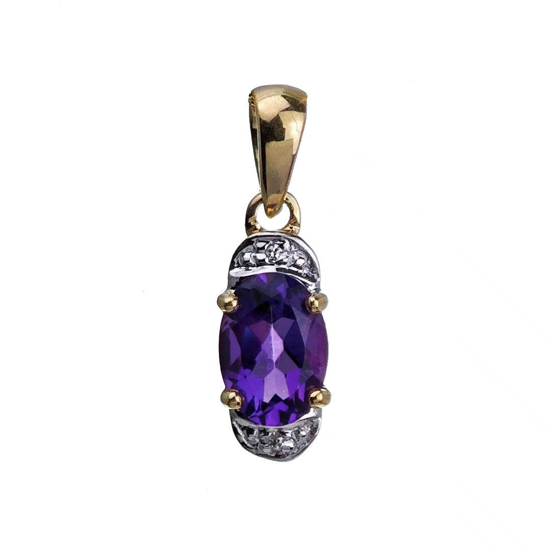 9ct Amethyst Necklace Yellow Gold 0.68ct Purple Oval Natural Gemstone