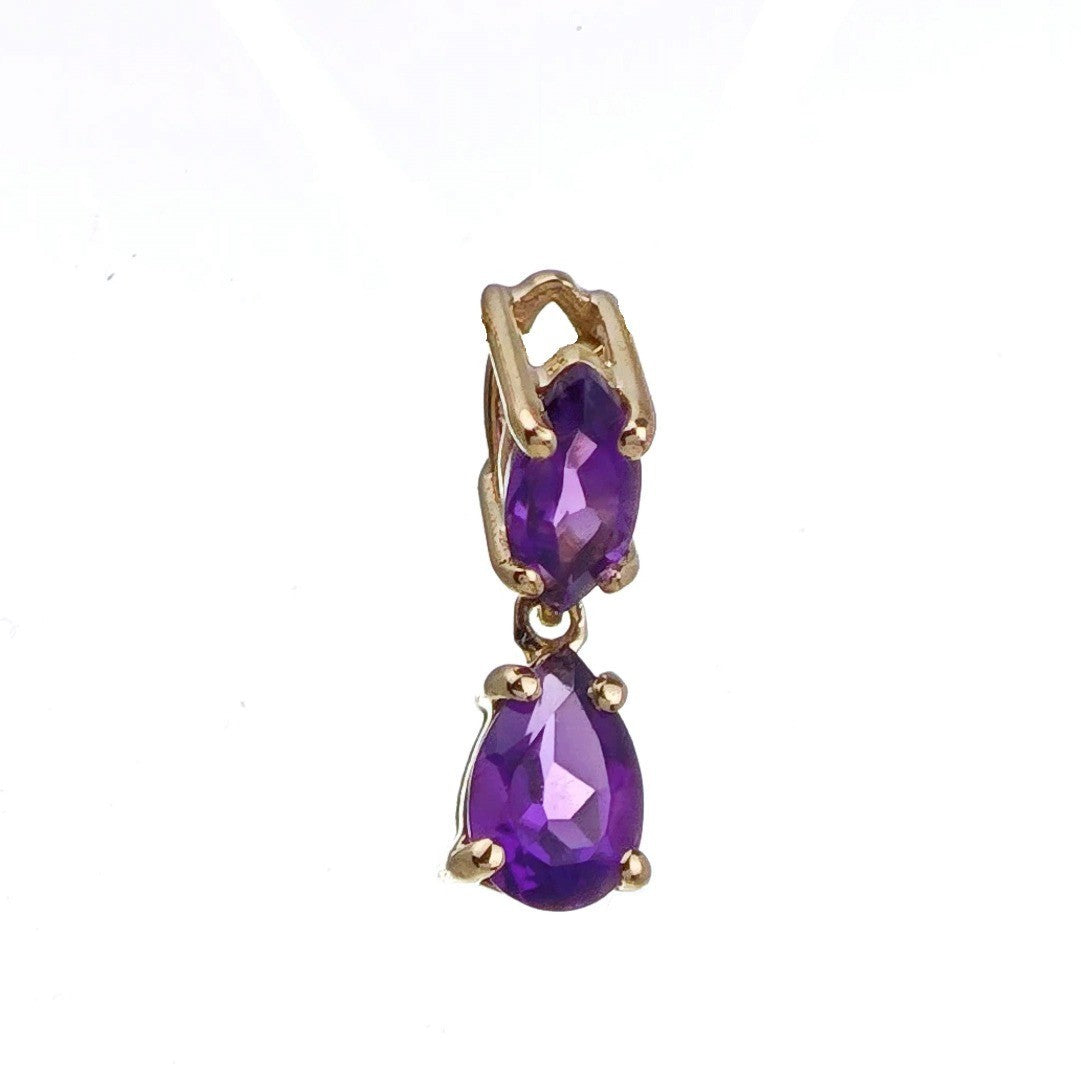 9ct Amethyst Necklace Yellow Gold 0.34ct Purple Marquise Natural Gemstone