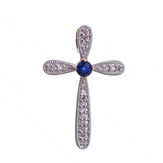 9ct Sapphire Necklace Yellow Gold 0.14ct Blue Round Natural Gemstone