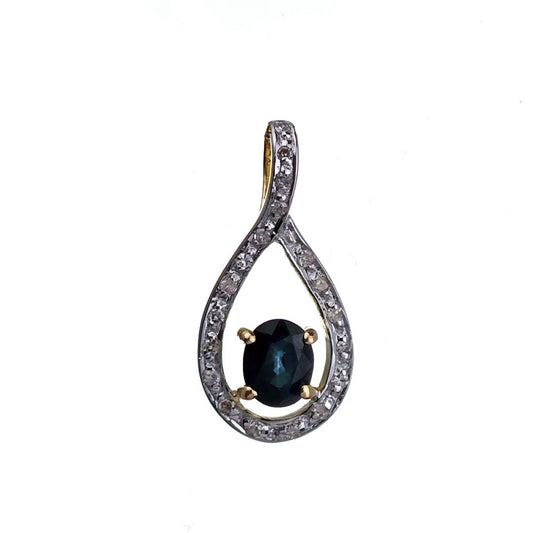 9ct Sapphire Necklace Yellow Gold 0.48ct Blue Oval Natural Gemstone