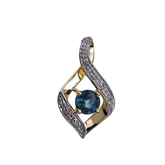 9ct Sapphire Necklace Yellow Gold 0.32ct Blue Round Natural Gemstone