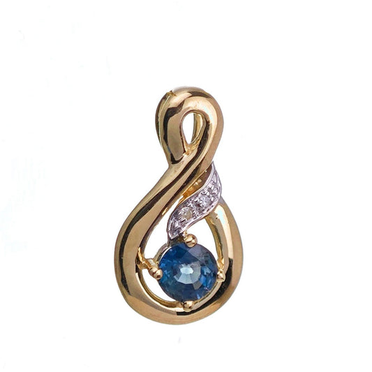 9ct Sapphire Necklace Yellow Gold 0.32ct Blue Round Natural Gemstone