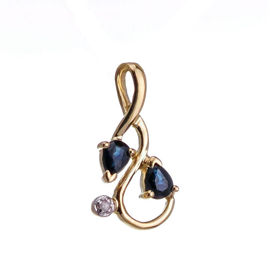 9ct Sapphire Necklace Yellow Gold 0.39ct Blue Pear Natural Gemstone
