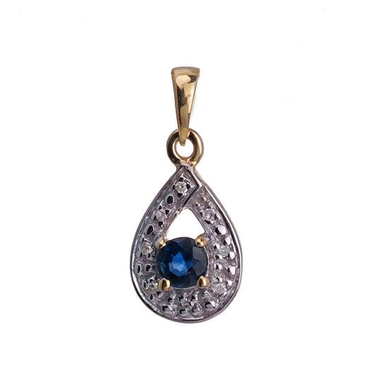9ct Sapphire Necklace Yellow Gold 0.33ct Blue Round Natural Gemstone