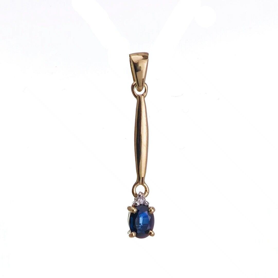 9ct Sapphire Necklace Yellow Gold 0.22ct Blue Oval Natural Gemstone