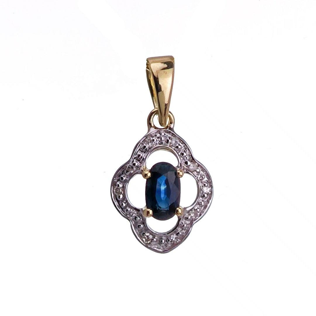 9ct Sapphire Necklace Yellow Gold 0.32ct Blue Oval Natural Gemstone