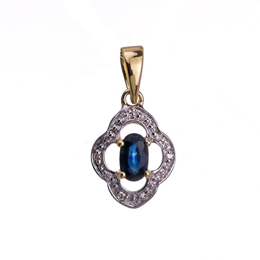 9ct Sapphire Necklace Yellow Gold 0.32ct Blue Oval Natural Gemstone
