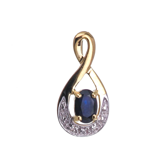 9ct Sapphire Necklace Yellow Gold 0.58ct Blue Oval Natural Gemstone