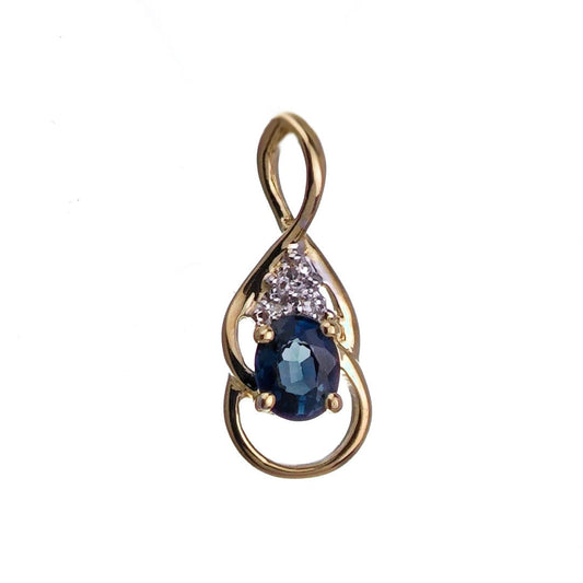 9ct Sapphire Necklace Yellow Gold 0.43ct Blue Oval Natural Gemstone