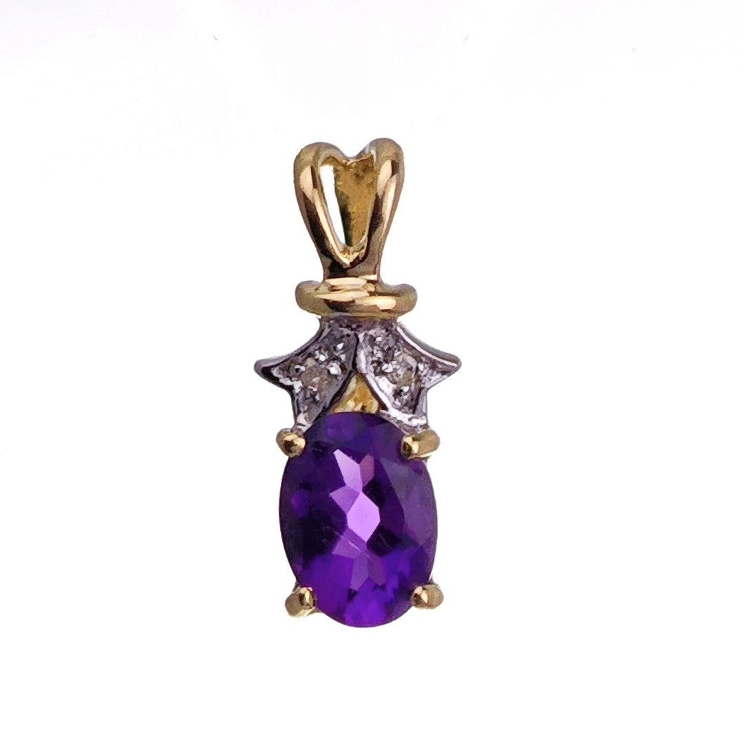 9ct Amethyst Necklace Yellow Gold 0.68ct Purple Oval Natural Gemstone