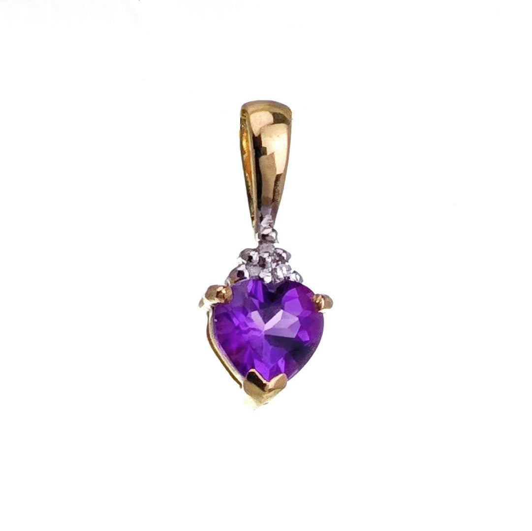 9ct Amethyst Necklace Yellow Gold 0.4ct Purple Heart Natural Gemstone
