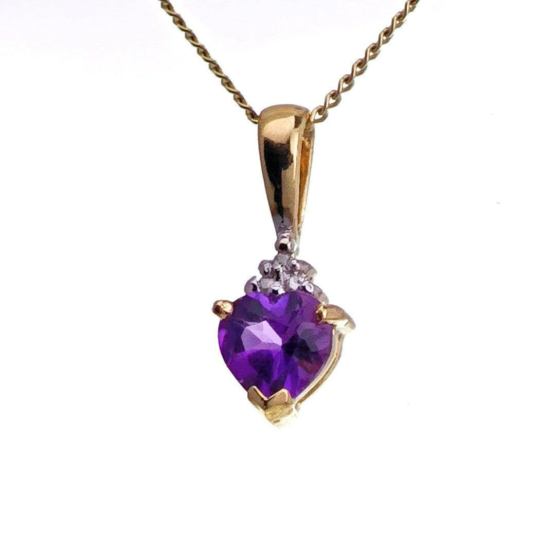 9ct Amethyst Necklace Yellow Gold 0.4ct Purple Heart Natural Gemstone