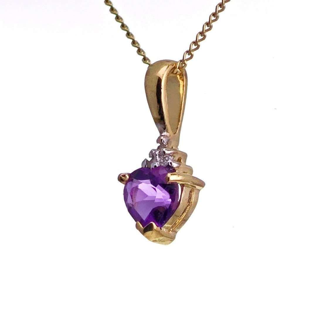 9ct Amethyst Necklace Yellow Gold 0.4ct Purple Heart Natural Gemstone