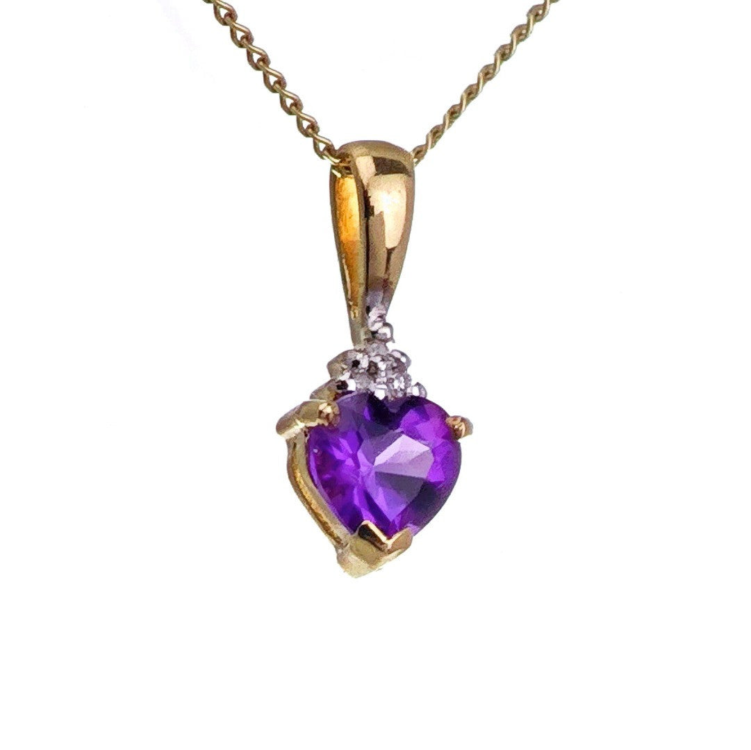 9ct Amethyst Necklace Yellow Gold 0.4ct Purple Heart Natural Gemstone