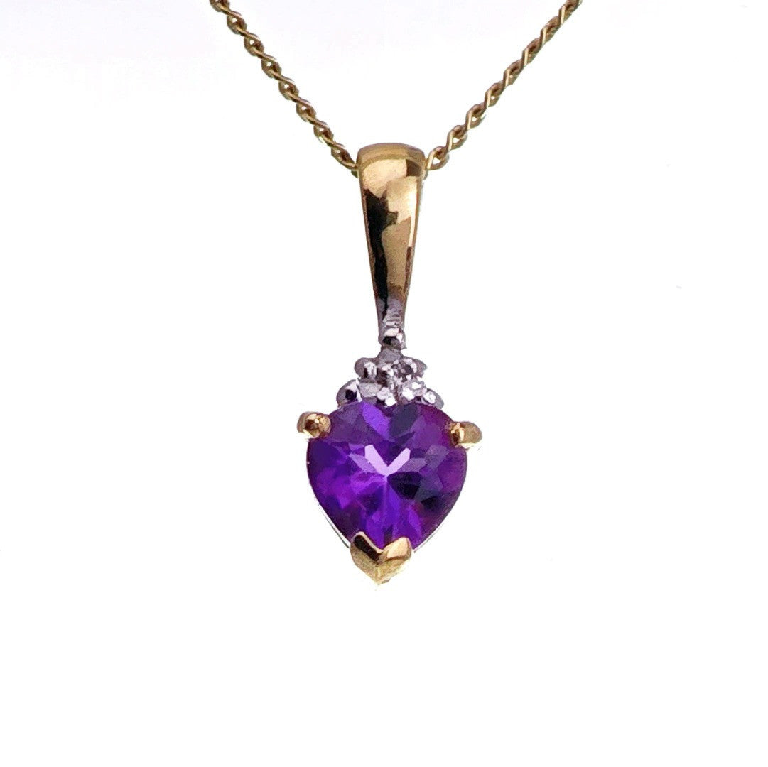 9ct Amethyst Necklace Yellow Gold 0.4ct Purple Heart Natural Gemstone