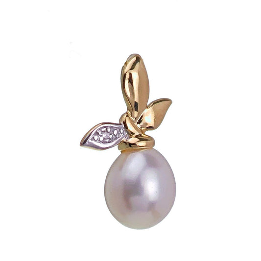 9ct Pearl Necklace Yellow Gold 0ct White Round Natural Gemstone