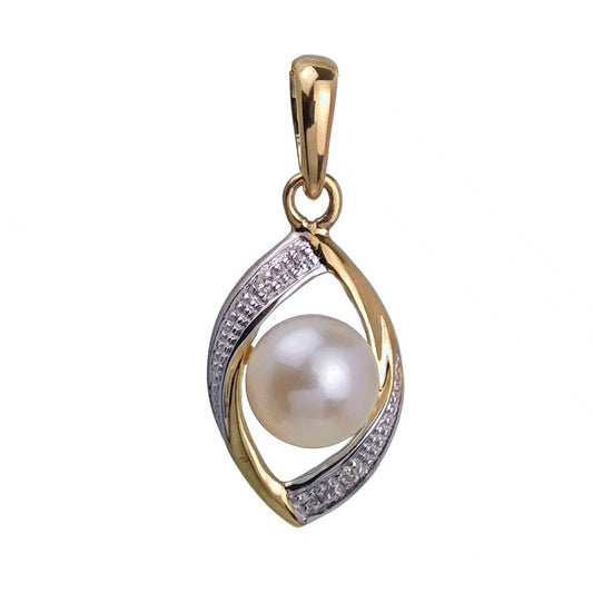 9ct Pearl Necklace Yellow Gold 0ct White Round Natural Gemstone