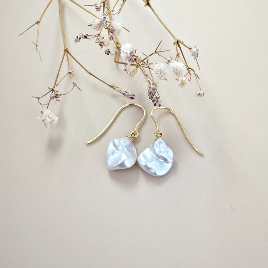 9ct Pearl Dangle Earrings 11mm Ivory Keshi