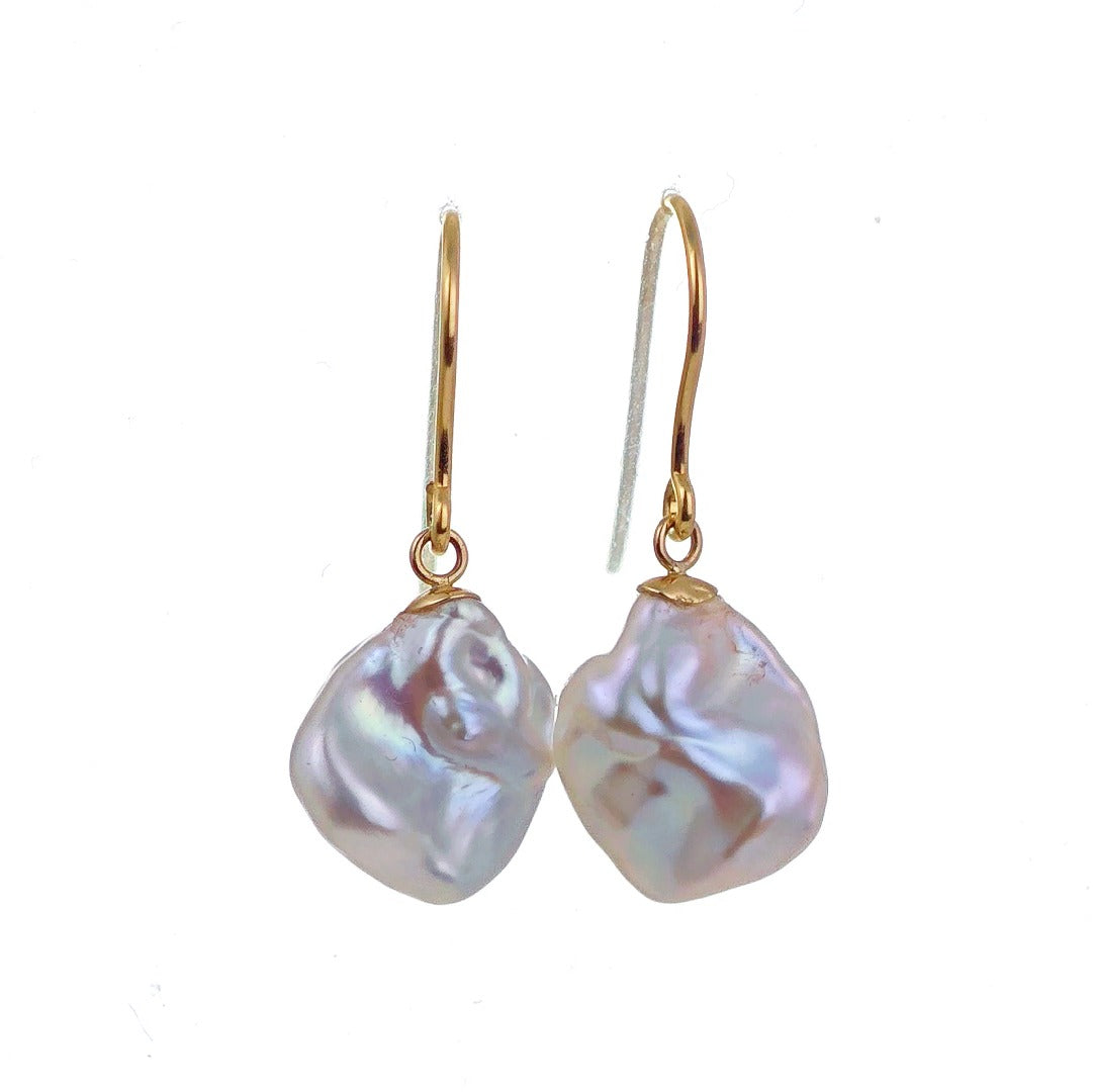 9ct Pearl Dangle Earrings 11mm Ivory Keshi