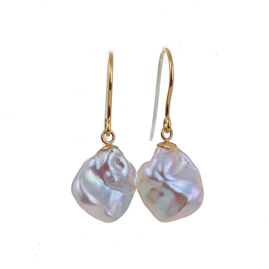 9ct Pearl Dangle Earrings 11mm Ivory Keshi