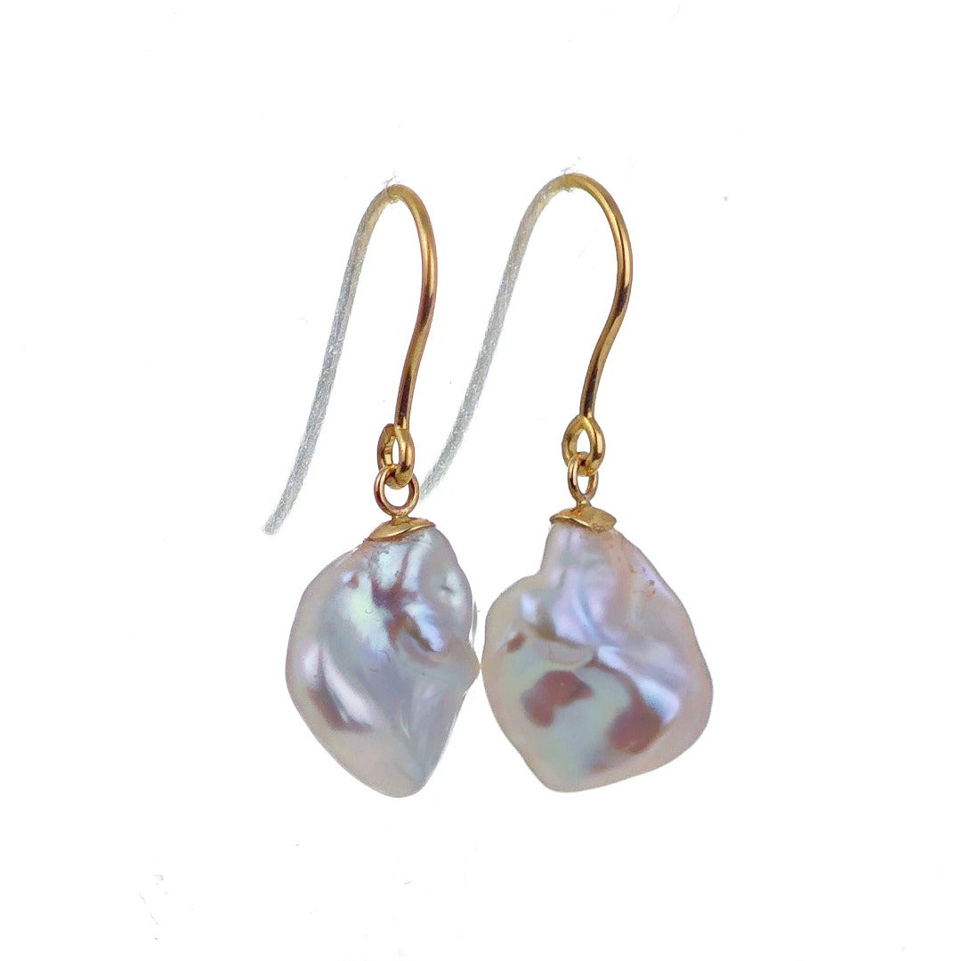 9ct Pearl Dangle Earrings 11mm Ivory Keshi