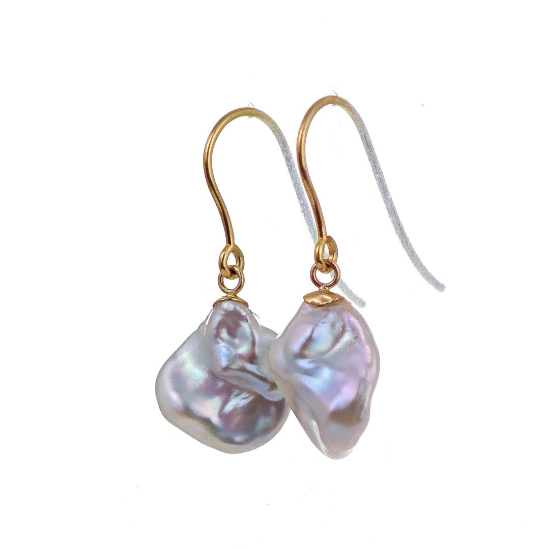 9ct Pearl Dangle Earrings 11mm Ivory Keshi