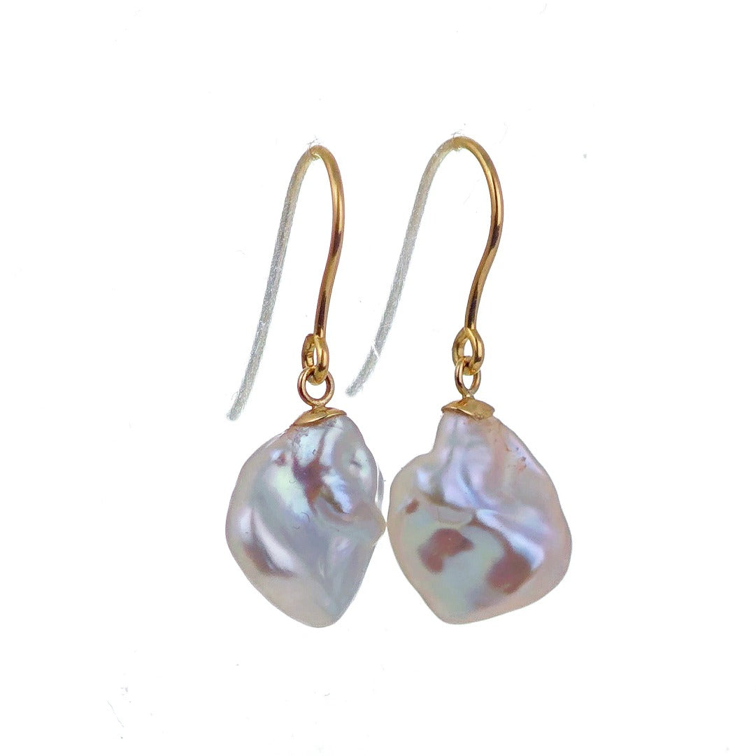 9ct Pearl Dangle Earrings 11mm Ivory Keshi