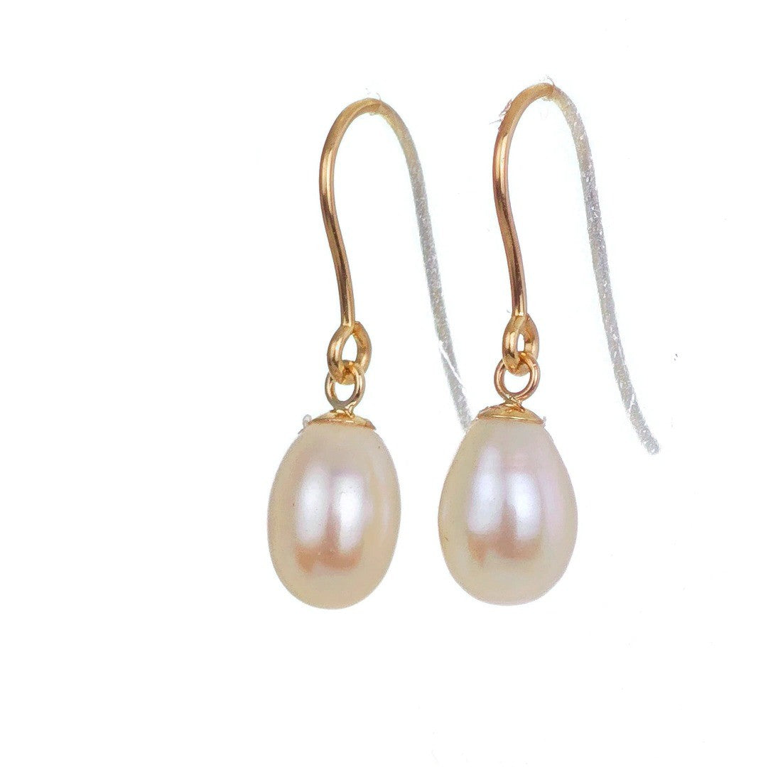 9ct Pearl Dangle Earrings 8mm Ivory Teardrop