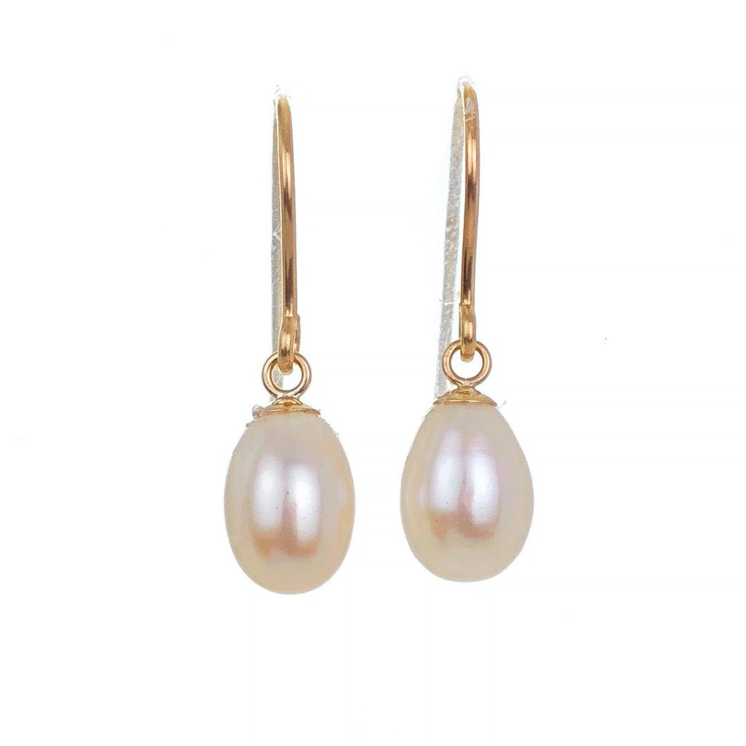 9ct Pearl Dangle Earrings 8mm Ivory Teardrop