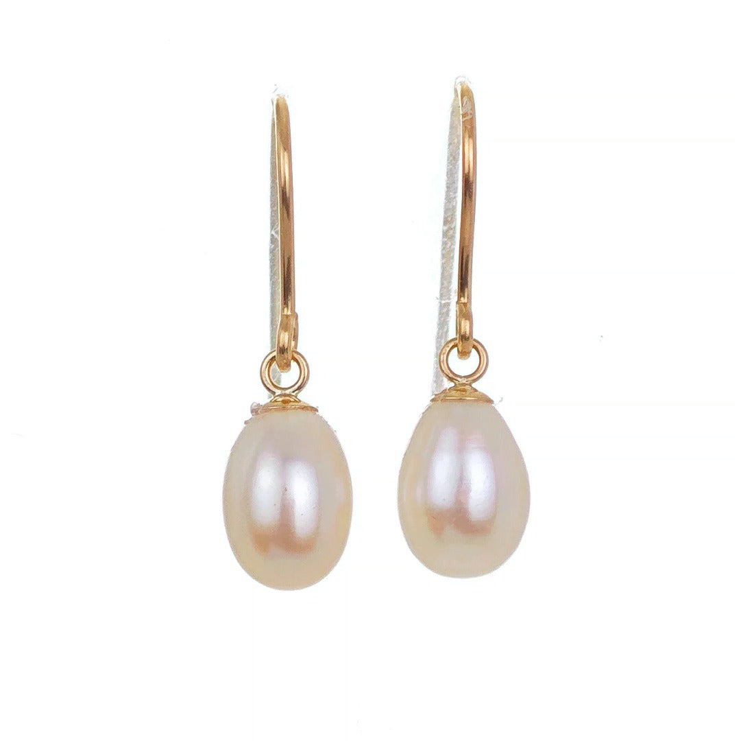 9ct Pearl Dangle Earrings 8mm Ivory Teardrop