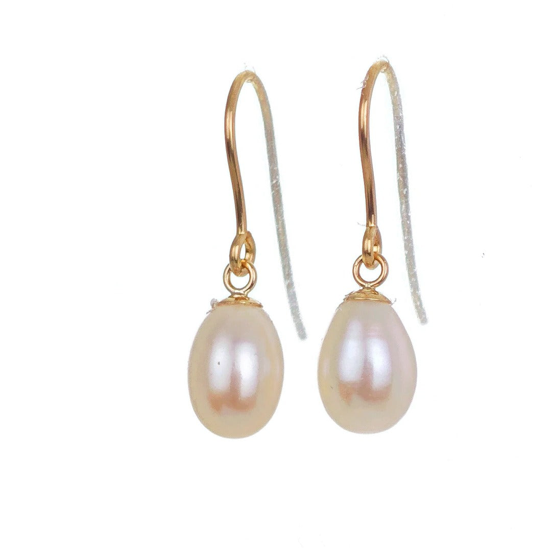 9ct Pearl Dangle Earrings 8mm Ivory Teardrop
