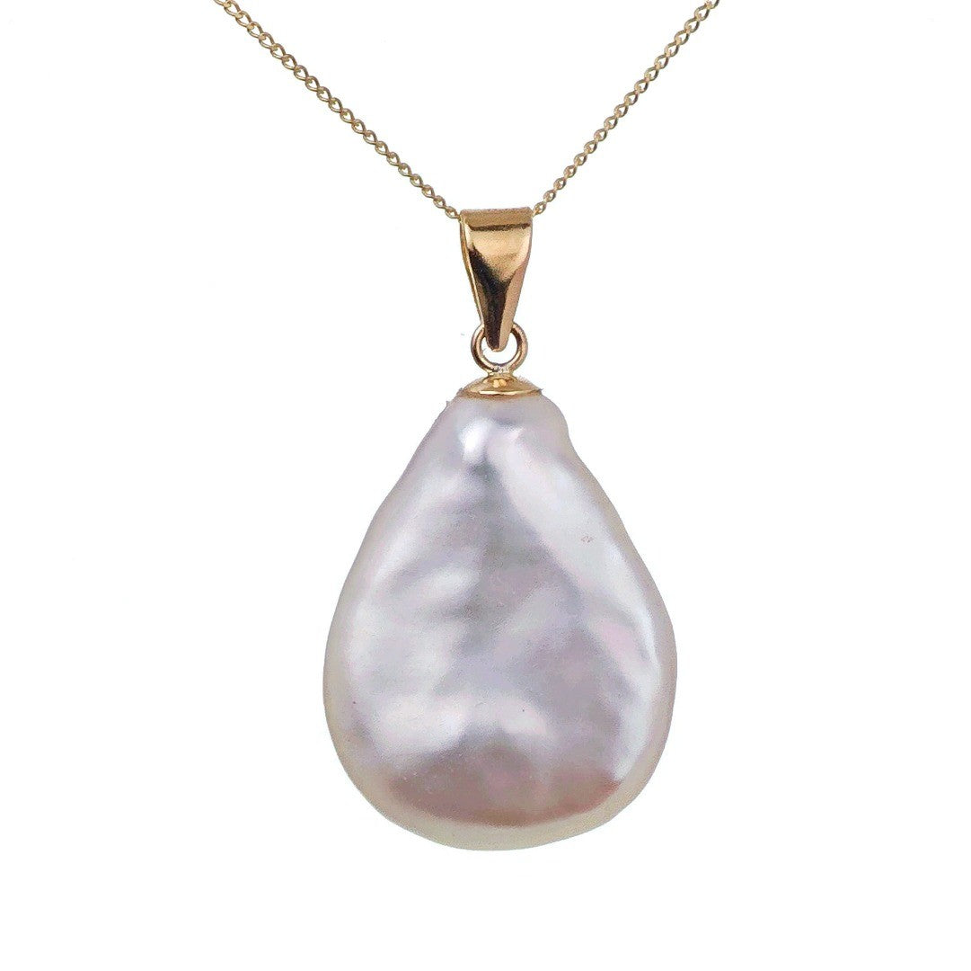 9ct Pearl Necklace 19mm Ivory Keishi Pear Pendant